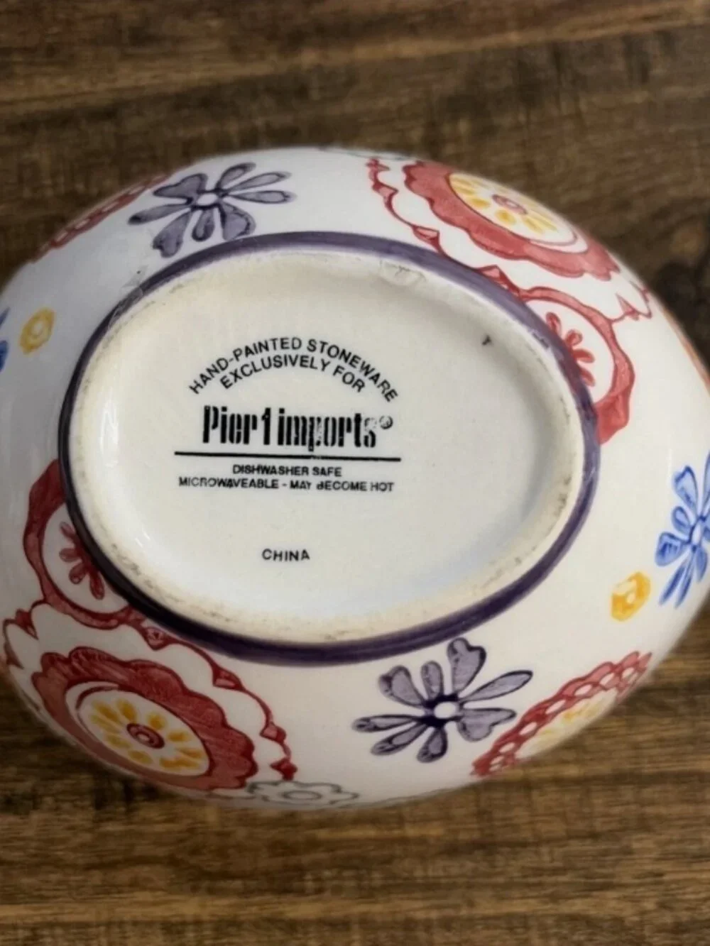 Pier 1 Imports Floral Hand Painted Stoneware Nesting Measuring Cups Set of 4